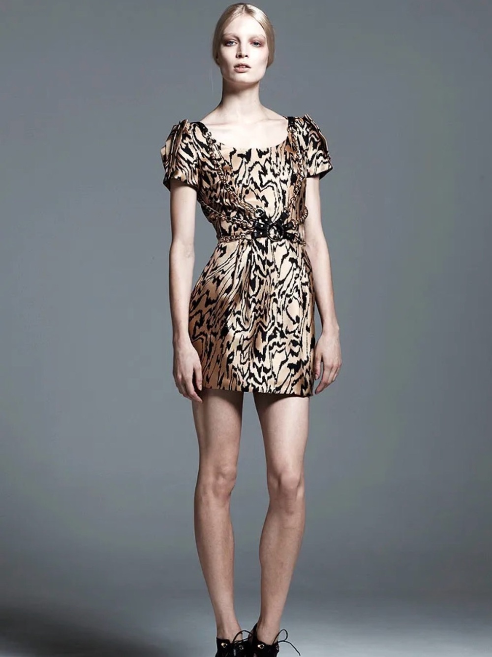 Temperley London Runway Collection Tiger Print Silk Dress UK 12/US 8
